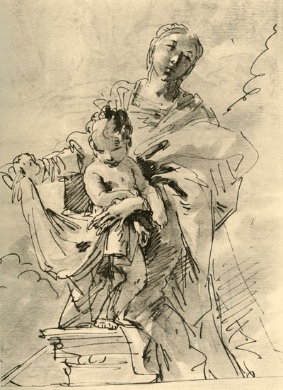 麦当娜与孩子，18世纪中叶，1928年 作者 乔凡尼·巴蒂斯塔·提埃波罗