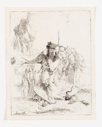 六人看蛇。Scherzi di fantasia 系列中的一叶。(Rizzi 15; De Vesme 24）。 作者 乔凡尼·巴蒂斯塔·提埃波罗