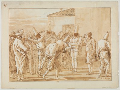 Punchinello的Flogging，c.1800 作者 Giovanni Battista Tiepolo