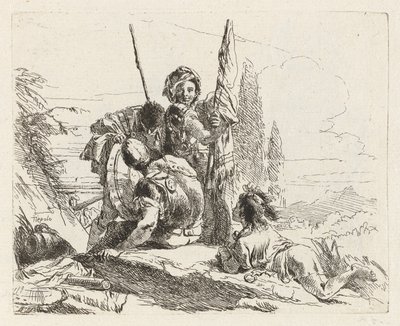 三个士兵和一个男孩》，选自《各种随想曲 作者 Giovanni-Battista Tiepolo