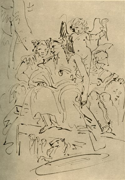 两个女人，爱神和一个士兵，18世纪中叶，1928年 作者 乔凡尼·巴蒂斯塔·提埃波罗