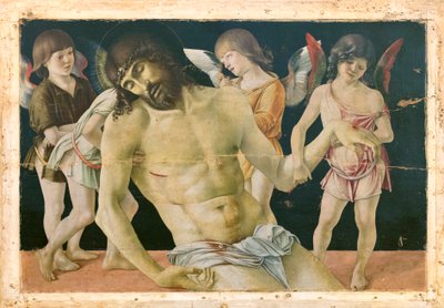 由天使支持的死去的基督，c.1475（木板上的油和蛋彩画） 作者 乔凡尼·贝里尼（Giovanni Bellini）