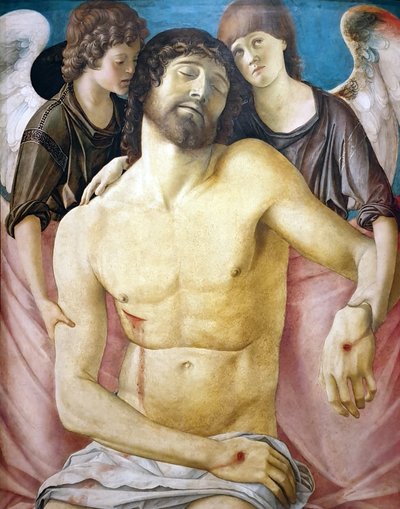 德语： Der tote Christus, von zwei Engeln gestützt 死去的基督，由两位天使扶持 作者 乔凡尼·贝里尼（Giovanni Bellini）