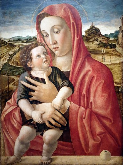 德语：Maria mit dem Kind, das auf einer Brüstung steht Madonna with Child 作者 乔凡尼·贝里尼（Giovanni Bellini）
