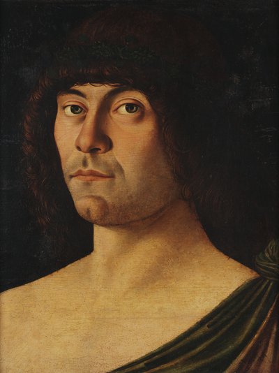 意大利语： Ritratto di un umanista - Portrait of a Poet Laureate The Poet Raffaele Zovenzoni（桂冠诗人拉斐尔-佐文佐尼的肖像 作者 乔凡尼·贝里尼（Giovanni Bellini）