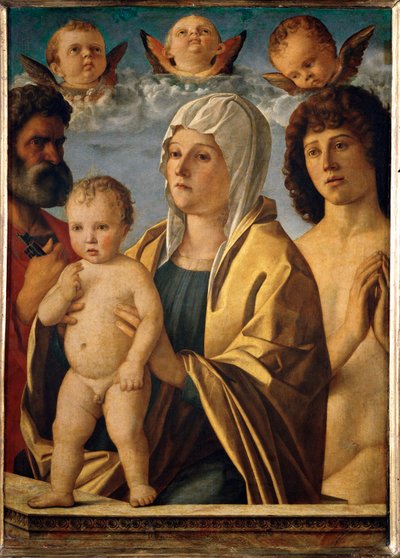 圣彼得和塞巴斯蒂安之间的圣母子... 作者 乔凡尼·贝里尼（Giovanni Bellini）