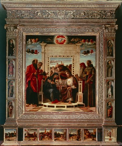 乔瓦尼-贝利尼（1431-36 - 1516 年）的佩萨罗祭坛画，布面油画，262x240 厘米，细节，约 1475 年 作者 乔凡尼·贝里尼（Giovanni Bellini）
