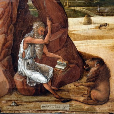 荒野中的圣杰罗姆 作者 乔凡尼·贝里尼（Giovanni Bellini）