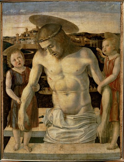 死去的基督在两位天使的搀扶下... 作者 乔凡尼·贝里尼（Giovanni Bellini）