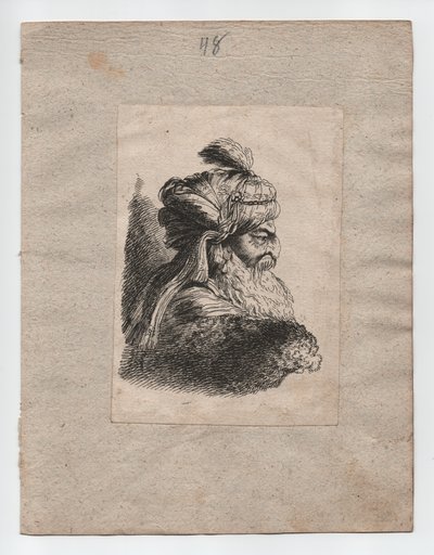 带头巾的土耳其人头像，约 1760 年（雕刻） 作者 乔瓦尼·贝内代托（Giovanni Benedetto，1609 64）（后）郎世宁