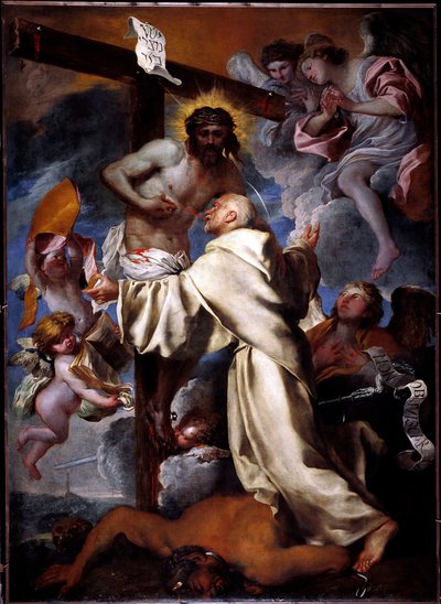 Mystical Vision of St Bernard (oil on canvas 作者 乔凡尼·贝内代托·卡斯蒂廖内
