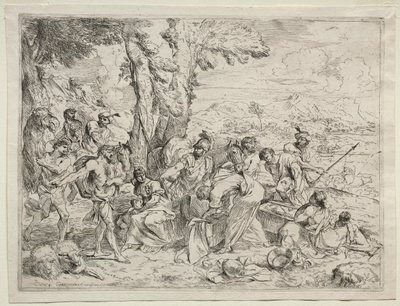 拉班（Raban）在Rachels行李中寻找偶像，c。 1635。 作者 乔凡尼·贝内代托·卡斯蒂廖内