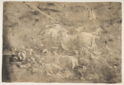 诺亚和动物进入方舟，1650-55年。 作者 乔凡尼·贝内代托·卡斯蒂廖内