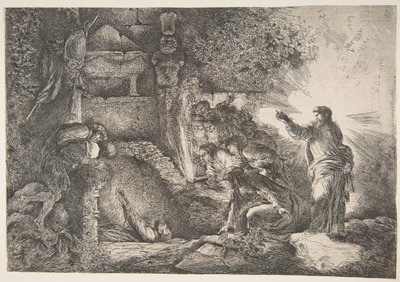 拉撒路的复活，1645-1650。 作者 乔凡尼·贝内代托·卡斯蒂廖内