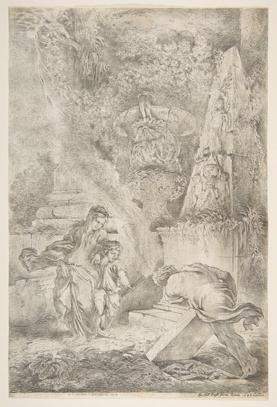 特修斯找到他父亲的武器，1645年出版的1648年。 作者 乔凡尼·贝内代托·卡斯蒂廖内