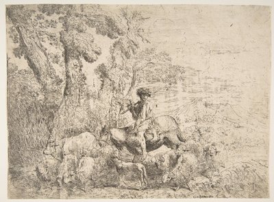 马背上的年轻牧民，1638年。 作者 乔凡尼·贝内代托·卡斯蒂廖内