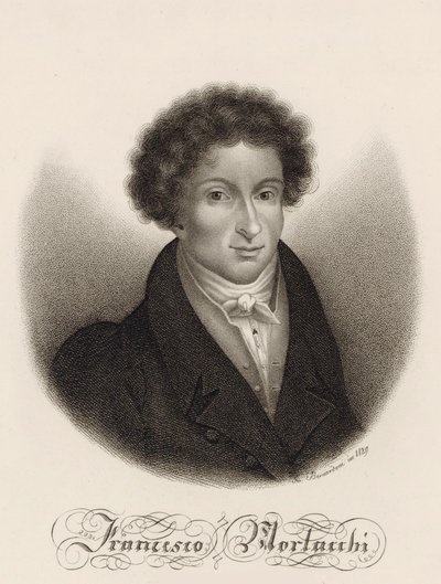 作曲家弗朗西斯科-莫拉基的肖像，1784-1841年，1829年。 作者 Giovanni Bernardoni