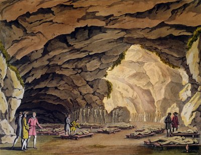 来自Jules Ferrario的&39;Le Costume Ancien et Moderne&39;的Guances的Sepulchral Cavern，在米兰出版，1820年 作者 乔瓦尼·比加蒂（Giovanni Bigatti）