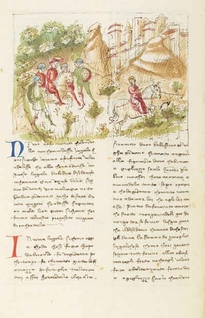 十日谈》，罗马乡村；逃离强盗的阿格诺莱拉，第五天，短篇小说 3。 作者 乔瓦尼·薄伽丘