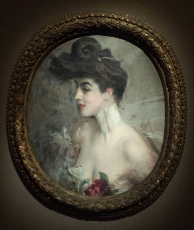 博尔迪尼 - X 夫人肖像，珠饰衣领 作者 乔凡尼·博尔迪尼（Giovanni Boldini）
