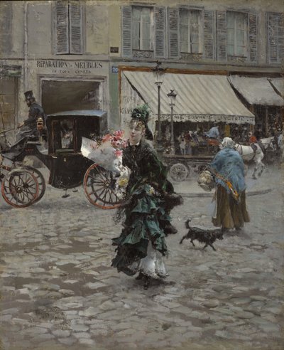 过马路，1873-75年 作者 乔凡尼·博尔迪尼（Giovanni Boldini）