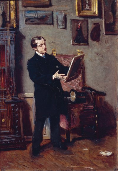 意大利，佛罗伦萨，看画的年轻人 作者 乔凡尼·博尔迪尼（Giovanni Boldini）