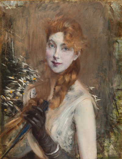 金发辫子，约1891年。 作者 乔凡尼·博尔迪尼（Giovanni Boldini）