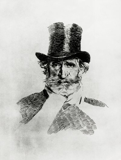 意大利作曲家朱塞佩-威尔第（1813-1901）的肖像，由乔万尼-波尔迪尼（1842-1931）绘制。 作者 乔凡尼·博尔迪尼（Giovanni Boldini）