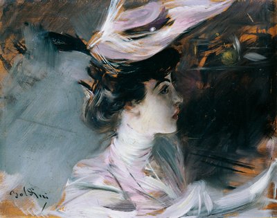 Portrait of Lina Cavalieri with new hat, by Giovanni Boldini (1842-1931) 作者 乔凡尼·博尔迪尼（Giovanni Boldini）