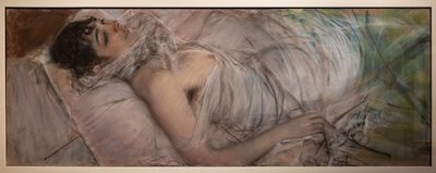 拉斯蒂伯爵夫人的卧姿 作者 乔凡尼·博尔迪尼（Giovanni Boldini）