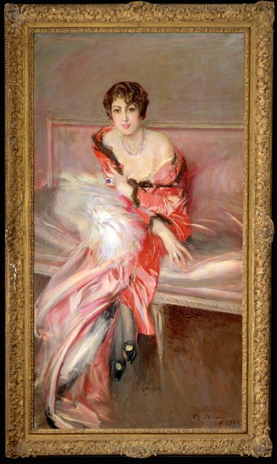 画家工作室里的粉红女郎......（布面油画） 作者 乔凡尼·博尔迪尼（Giovanni Boldini）