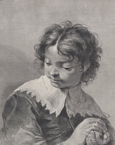 戴着花边领子的男孩，手里拿着一块水果，1743年。   作者 乔瓦尼·卡蒂尼