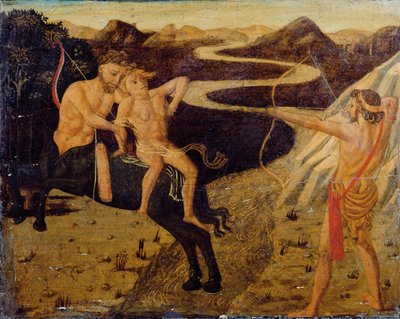 Cassone面板：大力神从Nessus拯救Deianeira 作者 乔凡尼·迪·塞尔（Giovanni Di Ser）