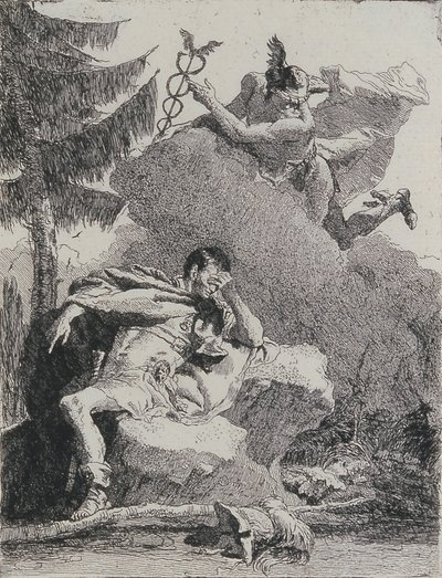墨丘利在梦中出现在埃涅阿斯面前，1757年。 作者 乔瓦尼·多梅尼科·蒂埃波罗