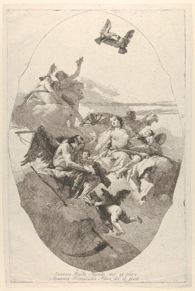 维纳斯将丘比特托付给时间，1758-80。 作者 乔瓦尼·多梅尼科·蒂埃波罗