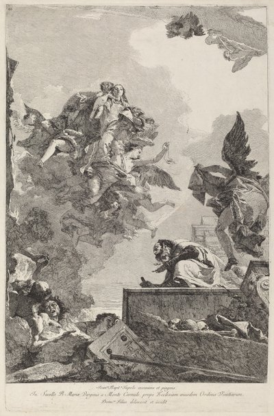 卡梅罗圣母出现在圣西门股票上 作者 Giovanni Domenico Tiepolo 在 Giovanni Battista Tiepolo 之后