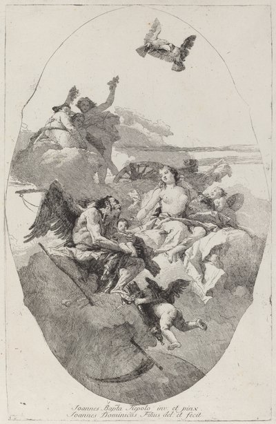 维纳斯将丘比特托付给时间 作者 Giovanni Domenico Tiepolo 在 Giovanni Battista Tiepolo 之后