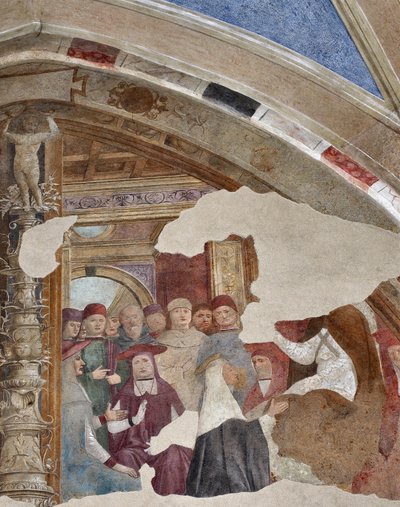 Giovanni Donato da Montorfano（1460-1502）Bolla 教堂的边框，左教堂中殿（锡耶纳的圣凯瑟琳在阿维尼翁教皇格雷戈里十一世面前）壁画 乔瓦尼·多纳 作者 乔瓦尼·多纳托·蒙托法诺
