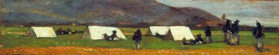 贝尔萨格里尼营地，约 1860 年（木板油画） 作者 乔凡尼·法托里（Giovanni Fattori）