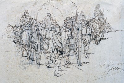 行进中的物资车队 作者 乔凡尼·法托里（Giovanni Fattori）