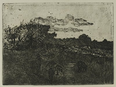 夕阳下的乡村与牧猪人 作者 乔凡尼·法托里（Giovanni Fattori）