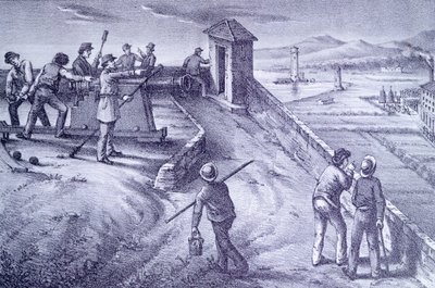 从圣彼得堡看利沃诺的防御，乔瓦尼-法托里（1825-1908），雕刻作品 作者 乔凡尼·法托里（Giovanni Fattori）
