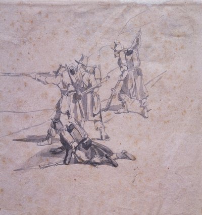 四名士兵在行动 作者 乔凡尼·法托里（Giovanni Fattori）
