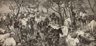 托斯卡纳亚平宁山脉的市场》，根据乔瓦尼-法托里（1825-1908 年）的一幅画作雕刻，摘自《意大利画报》，第 7 期，2 月 13 日 作者 乔凡尼·法托里（Giovanni Fattori）