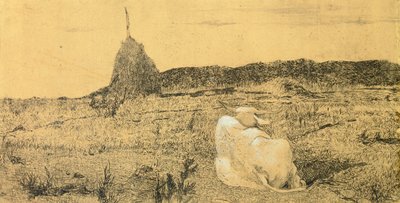 乔瓦尼-法托里（1825-1908）的《皮奥-博夫》（虔诚或和平的牛），蚀刻画 作者 乔凡尼·法托里（Giovanni Fattori）