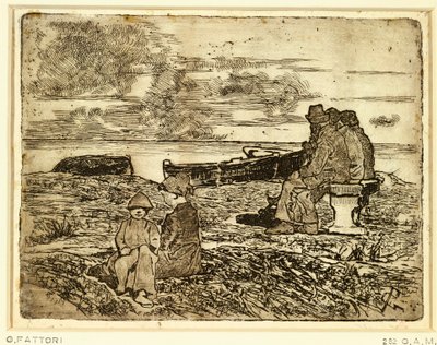 乔瓦尼-法托里（1825-1908）的《水手休息》，蚀刻画 作者 乔凡尼·法托里（Giovanni Fattori）