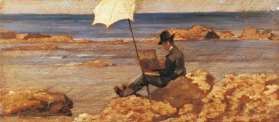 西尔维斯特-莱加在岩石上绘制的图像 作者 乔凡尼·法托里（Giovanni Fattori）
