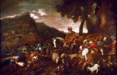 Giovanni Benedetto Castiglione dit il Grechetto (1610-1665) 1654 年罗索宫画廊的《亚伯拉罕之旅》 作者 乔凡尼·弗朗切斯科·卡斯蒂廖内