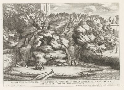 Landschap met cascade en Tempel van de Tiburtijnse Sibille te Tivoli
Prospetto e cascade del fiume aniene col tempio della sibilla (...) （标题在对象上）
蒂沃利 Estense 花园的喷泉（系列标题）
Fonteinen in de tuinen van Villa d