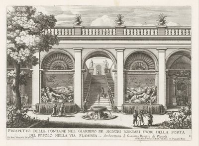 Tuin van een paleis te Rome
Prospetto delle fontane nel giardino de signori Boromei（......）（物品上的标题）
罗马宫殿和花园中的囟门（系列标题）
Fonteinen in de paleizen en tuinen van Rome（系列标题） 作者 乔瓦尼·贾科莫·德罗西